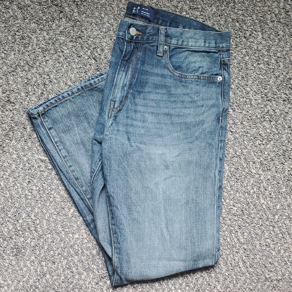 Men's Blue Denim Jeans - Classic Straight Fit